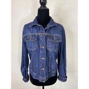 Vintage Ikeda 700 Series Woman L Denim Jean Trucker Jacket Y2K